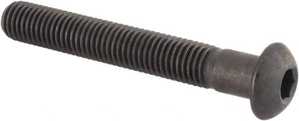 Made in USA - 1/4-28 UNF Hex Socket Drive, Button Screw - Alloy Steel, Black Oxide Finish, Fully Threaded, 1-3/4" Length Under Head - Exact Tool & Supply