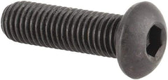 Made in USA - 1/4-28 UNF Hex Socket Drive, Button Screw - Alloy Steel, Black Oxide Finish, Fully Threaded, 7/8" Length Under Head - Exact Tool & Supply