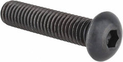 Made in USA - 3/8-16 UNC Hex Socket Drive, Button Screw - Alloy Steel, Black Oxide Finish, Fully Threaded, 1-3/4" Length Under Head - Exact Tool & Supply