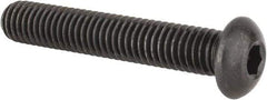 Made in USA - 3/8-16 UNC Hex Socket Drive, Button Screw - Alloy Steel, Black Oxide Finish, Fully Threaded, 2-1/4" Length Under Head - Exact Tool & Supply