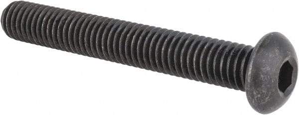 Made in USA - 3/8-16 UNC Hex Socket Drive, Button Screw - Alloy Steel, Black Oxide Finish, Fully Threaded, 2-3/4" Length Under Head - Exact Tool & Supply