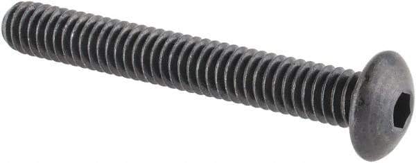 Made in USA - #8-32 UNC Hex Socket Drive, Button Screw - Alloy Steel, Black Oxide Finish, Fully Threaded, 1-1/4" Length Under Head - Exact Tool & Supply