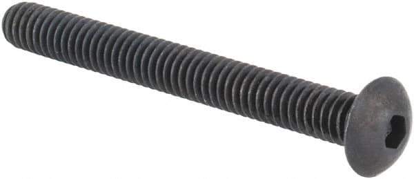 Made in USA - #8-32 UNC Hex Socket Drive, Button Screw - Alloy Steel, Black Oxide Finish, Fully Threaded, 1-1/2" Length Under Head - Exact Tool & Supply