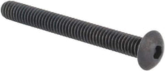 Made in USA - #8-32 UNC Hex Socket Drive, Button Screw - Alloy Steel, Black Oxide Finish, Fully Threaded, 1-1/2" Length Under Head - Exact Tool & Supply