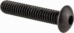 Made in USA - #8-32 UNC Hex Socket Drive, Button Screw - Alloy Steel, Black Oxide Finish, Fully Threaded, 7/8" Length Under Head - Exact Tool & Supply