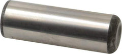 Made in USA - 1" Diam x 3" Pin Length Grade 8 Alloy Steel Standard Dowel Pin - Bright Finish, C 47-58 & C 60 (Surface) Hardness, 117,800 Lb (Single Shear), 235,600 Lb (Double Shear) Breaking Strength, 1 Beveled & 1 Rounded End - Exact Tool & Supply