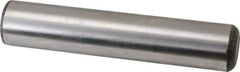 Made in USA - 1" Diam x 5" Pin Length Grade 8 Alloy Steel Standard Dowel Pin - Bright Finish, C 47-58 & C 60 (Surface) Hardness, 117,800 Lb (Single Shear), 235,600 Lb (Double Shear) Breaking Strength, 1 Beveled & 1 Rounded End - Exact Tool & Supply