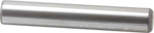 Made in USA - 1" Diam x 6" Pin Length Grade 8 Alloy Steel Standard Dowel Pin - Bright Finish, C 47-58 & C 60 (Surface) Hardness, 117,800 Lb (Single Shear), 235,600 Lb (Double Shear) Breaking Strength, 1 Beveled & 1 Rounded End - Exact Tool & Supply
