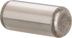 Made in USA - 7/16" Diam x 1" Pin Length Grade 8 Alloy Steel Standard Dowel Pin - Bright Finish, C 47-58 & C 60 (Surface) Hardness, 22,550 Lb (Single Shear), 45,100 Lb (Double Shear) Breaking Strength, 1 Beveled & 1 Rounded End - Exact Tool & Supply