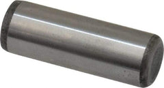 Made in USA - 7/16" Diam x 1-1/4" Pin Length Grade 8 Alloy Steel Standard Dowel Pin - Bright Finish, C 47-58 & C 60 (Surface) Hardness, 22,550 Lb (Single Shear), 45,100 Lb (Double Shear) Breaking Strength, 1 Beveled & 1 Rounded End - Exact Tool & Supply