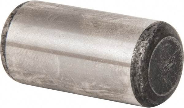 Made in USA - 1/2" Diam x 1" Pin Length Grade 8 Alloy Steel Standard Dowel Pin - Bright Finish, C 47-58 & C 60 (Surface) Hardness, 29,450 Lb (Single Shear), 58,900 Lb (Double Shear) Breaking Strength, 1 Beveled & 1 Rounded End - Exact Tool & Supply