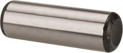 Made in USA - 1/2" Diam x 1-1/2" Pin Length Grade 8 Alloy Steel Standard Dowel Pin - Bright Finish, C 47-58 & C 60 (Surface) Hardness, 29,450 Lb (Single Shear), 58,900 Lb (Double Shear) Breaking Strength, 1 Beveled & 1 Rounded End - Exact Tool & Supply