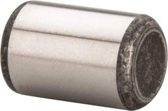 Made in USA - 1/2" Diam x 3/4" Pin Length Grade 8 Alloy Steel Standard Dowel Pin - Bright Finish, C 47-58 & C 60 (Surface) Hardness, 29,450 Lb (Single Shear), 58,900 Lb (Double Shear) Breaking Strength, 1 Beveled & 1 Rounded End - Exact Tool & Supply