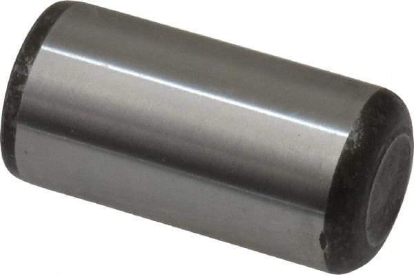 Made in USA - 5/8" Diam x 1-1/4" Pin Length Grade 8 Alloy Steel Standard Dowel Pin - Bright Finish, C 47-58 & C 60 (Surface) Hardness, 46,000 Lb (Single Shear), 92,000 Lb (Double Shear) Breaking Strength, 1 Beveled & 1 Rounded End - Exact Tool & Supply