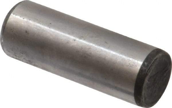 Made in USA - 5/8" Diam x 1-3/4" Pin Length Grade 8 Alloy Steel Standard Dowel Pin - Bright Finish, C 47-58 & C 60 (Surface) Hardness, 46,000 Lb (Single Shear), 92,000 Lb (Double Shear) Breaking Strength, 1 Beveled & 1 Rounded End - Exact Tool & Supply