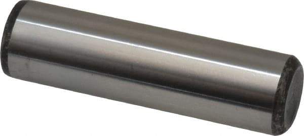 Made in USA - 5/8" Diam x 2-1/4" Pin Length Grade 8 Alloy Steel Standard Dowel Pin - Bright Finish, C 47-58 & C 60 (Surface) Hardness, 46,000 Lb (Single Shear), 92,000 Lb (Double Shear) Breaking Strength, 1 Beveled & 1 Rounded End - Exact Tool & Supply
