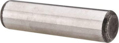 Made in USA - 5/8" Diam x 2-1/2" Pin Length Grade 8 Alloy Steel Standard Dowel Pin - Bright Finish, C 47-58 & C 60 (Surface) Hardness, 46,000 Lb (Single Shear), 92,000 Lb (Double Shear) Breaking Strength, 1 Beveled & 1 Rounded End - Exact Tool & Supply