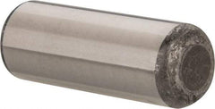 Made in USA - 3/4" Diam x 2" Pin Length Grade 8 Alloy Steel Standard Dowel Pin - Bright Finish, C 47-58 & C 60 (Surface) Hardness, 132,400 Lb (Double Shear), 66,200 Lb (Single Shear) Breaking Strength, 1 Beveled & 1 Rounded End - Exact Tool & Supply