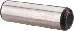 Made in USA - 3/4" Diam x 2-1/2" Pin Length Grade 8 Alloy Steel Standard Dowel Pin - Bright Finish, C 47-58 & C 60 (Surface) Hardness, 132,400 Lb (Double Shear), 66,200 Lb (Single Shear) Breaking Strength, 1 Beveled & 1 Rounded End - Exact Tool & Supply