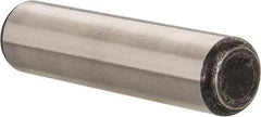 Made in USA - 3/4" Diam x 3" Pin Length Grade 8 Alloy Steel Standard Dowel Pin - Bright Finish, C 47-58 & C 60 (Surface) Hardness, 132,400 Lb (Double Shear), 66,200 Lb (Single Shear) Breaking Strength, 1 Beveled & 1 Rounded End - Exact Tool & Supply