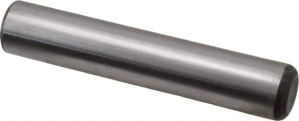 Made in USA - 3/4" Diam x 4" Pin Length Grade 8 Alloy Steel Standard Dowel Pin - Bright Finish, C 47-58 & C 60 (Surface) Hardness, 132,400 Lb (Double Shear), 66,200 Lb (Single Shear) Breaking Strength, 1 Beveled & 1 Rounded End - Exact Tool & Supply