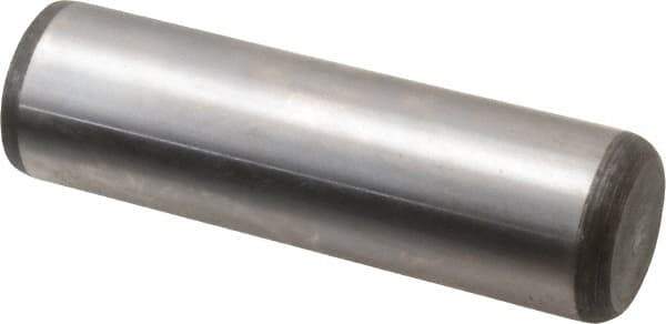 Made in USA - 7/8" Diam x 3" Pin Length Grade 8 Alloy Steel Standard Dowel Pin - Bright Finish, C 47-58 & C 60 (Surface) Hardness, 180,400 Lb (Double Shear), 90,200 Lb (Single Shear) Breaking Strength, 1 Beveled & 1 Rounded End - Exact Tool & Supply