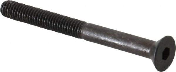Made in USA - #10-32 UNF Hex Socket Drive, 82° Flat Screw - Alloy Steel, Black Oxide Finish, Partially Threaded, 2" OAL - Exact Tool & Supply
