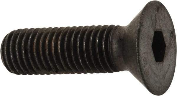 Made in USA - 1/4-28 UNF Hex Socket Drive, 82° Flat Screw - Alloy Steel, Black Oxide Finish, Fully Threaded, 7/8" OAL - Exact Tool & Supply