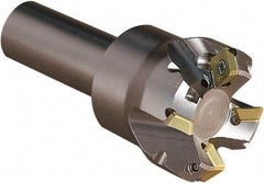 Seco - 45° Lead Angle, 1.181" Max Cut Diam, 4.5mm Max Depth of Cut, Indexable Chamfer and Angle End Mill - 2 Inserts, 3.543" Overall Length, Through Coolant - Exact Tool & Supply