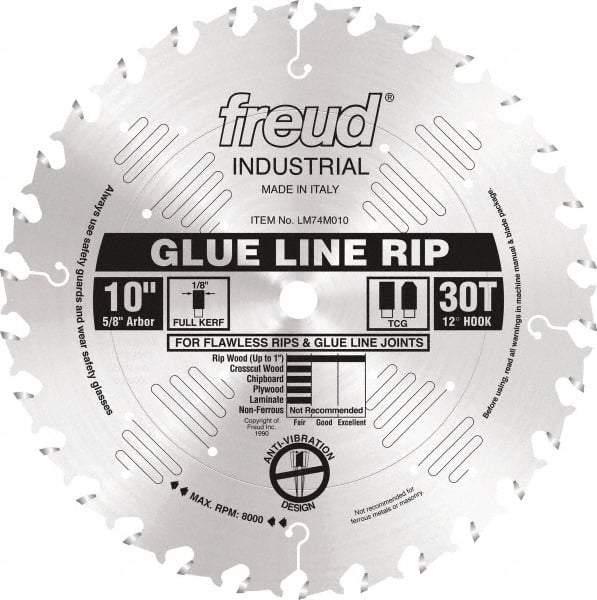 Freud - 10" Diam, 5/8" Arbor Hole Diam, 30 Tooth Wet & Dry Cut Saw Blade - Carbide-Tipped, Standard Round Arbor - Exact Tool & Supply