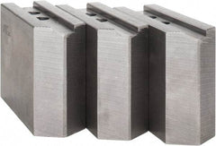 Abbott Workholding Products - 12" & Up Chuck Capacity, 1.5mm x 60° Serrated Attachment, Square Soft Lathe Chuck Jaw - 3 Jaws, Steel, 1.1811" Btw Mount Hole Ctrs, 5-1/2" Long x 2" Wide x 4" High, 0.8268" Groove, 0.6299" & 16mm Fastener - Exact Tool & Supply