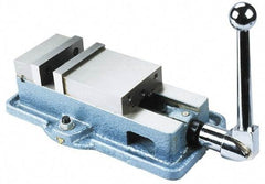 Interstate - 5" Jaw Width, 4-11/32" Jaw Opening Capacity, Horizontal Stationary Machine Vise - Manual Operation, 7,425 Lb Capacity, 1 Station, 14-3/8" Long x 3.94" High x 1-3/8" Deep, 1-3/8" Jaw Height, Cast Iron - Exact Tool & Supply