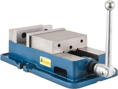Interstate - 6" Jaw Width, 5-29/32" Jaw Opening Capacity, Horizontal Stationary Machine Vise - Manual Operation, 7,875 Lb Capacity, 1 Station, 16.85" Long x 4.72" High x 1-1/2" Deep, 1-1/2" Jaw Height, Cast Iron - Exact Tool & Supply