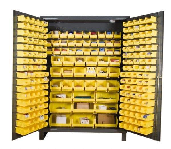 Durham - 227 Bin Storage Cabinet - Steel, 60" Wide x 24" Deep x 84" High, Gray - Exact Tool & Supply