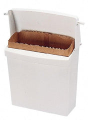 Rubbermaid - Plastic Feminine Hygiene Product Receptacle - 10-3/4" High x 12-1/2" Wide x 5-1/4" Deep, White - Exact Tool & Supply