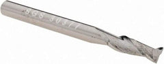 SGS - 1/8", 3/8" LOC, 1/8" Shank Diam, 1-1/2" OAL, 2 Flute, Solid Carbide Square End Mill - Single End, Uncoated, Spiral Flute, 30° Helix, Centercutting, Right Hand Cut, Right Hand Flute, Series 3 - Exact Tool & Supply