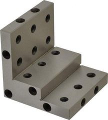 SPI - 3" Wide x 3" Deep x 3" High Steel Precision-Ground Angle Plate - Stepped Plate, Machined Holes on Surface, Open End - Exact Tool & Supply