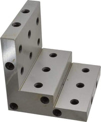 SPI - 4" Wide x 4" Deep x 4" High Steel Precision-Ground Angle Plate - Stepped Plate, Machined Holes on Surface, Open End - Exact Tool & Supply