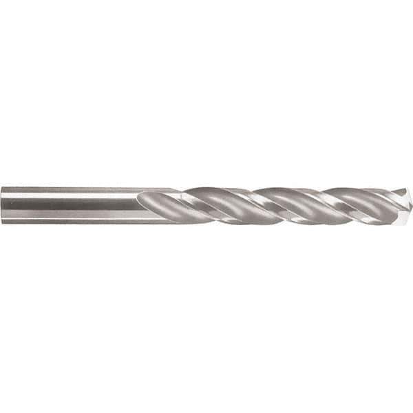SGS - Letter F 150° Solid Carbide Jobber Drill - Bright Finish, Right Hand Cut, Spiral Flute, Straight Shank, 3-1/4" OAL, Standard Point - Exact Tool & Supply