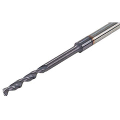 Iscar - 2.2mm 140° Solid Carbide Jobber Drill - TiAlN Finish, Right Hand Cut, Spiral Flute, Straight Shank, 60mm OAL, Standard Point - Exact Tool & Supply