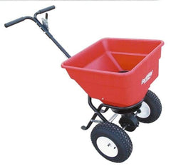 Made in USA - 100 Lb Polyethylene Walk Behind Broadcast Landscape Spreader - 13" Wheels - Exact Tool & Supply