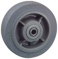 Albion - 8 Inch Diameter x 2 Inch Wide, Solid Rubber Caster Wheel - 675 Lb. Capacity, 2-3/16 Inch Hub Length, 1/2 Inch Axle Diameter, Roller Bearing - Exact Tool & Supply