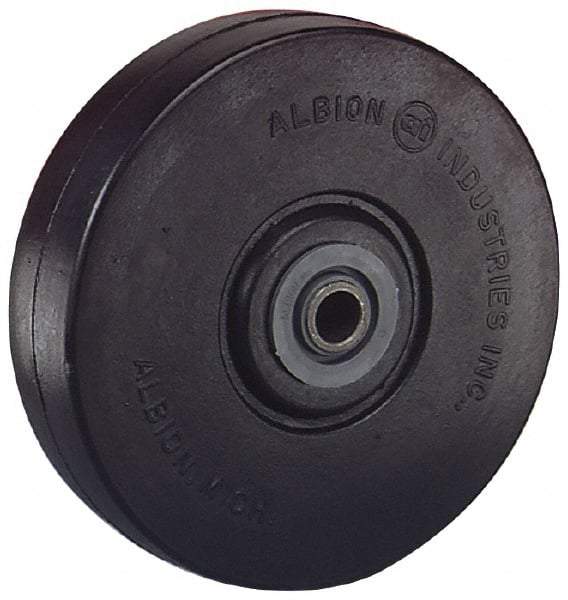 Albion - 3 Inch Diameter x 1-1/4 Inch Wide, Solid Rubber Caster Wheel - 125 Lb. Capacity, 1-15/32 Inch Hub Length, 3/8 Inch Axle Diameter, Sleeve Bearing - Exact Tool & Supply