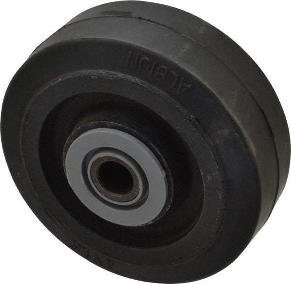 Albion - 4 Inch Diameter x 1-1/2 Inch Wide, Solid Rubber Caster Wheel - 250 Lb. Capacity, 1-5/8 Inch Hub Length, 1/2 Inch Axle Diameter, Roller Bearing - Exact Tool & Supply