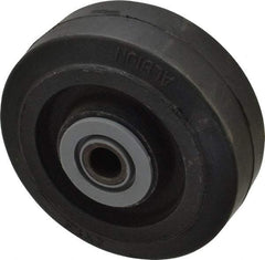 Albion - 4 Inch Diameter x 1-1/2 Inch Wide, Solid Rubber Caster Wheel - 250 Lb. Capacity, 1-5/8 Inch Hub Length, 1/2 Inch Axle Diameter, Roller Bearing - Exact Tool & Supply