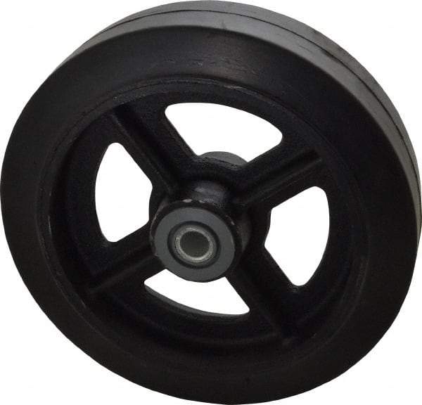 Albion - 8 Inch Diameter x 2 Inch Wide, Solid Rubber Caster Wheel - 500 Lb. Capacity, 2-3/16 Inch Hub Length, 3/4 Inch Axle Diameter, Roller Bearing - Exact Tool & Supply