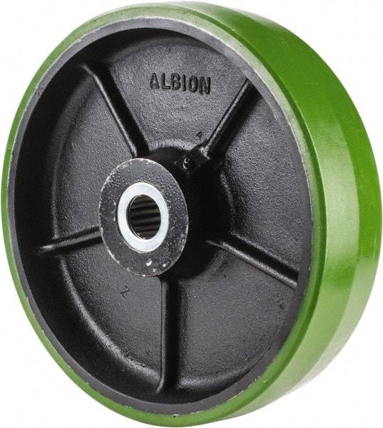 Albion - 12 Inch Diameter x 3 Inch Wide, Polyurethane Caster Wheel - 3,420 Lb. Capacity, 3-1/4 Inch Hub Length, 1-1/4 Inch Axle Diameter, Roller Bearing - Exact Tool & Supply