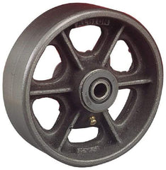 Albion - 4 Inch Diameter x 1-1/2 Inch Wide, Cast Iron Caster Wheel - 600 Lb. Capacity, 1-5/8 Inch Hub Length, 1/2 Inch Axle Diameter, Roller Bearing - Exact Tool & Supply