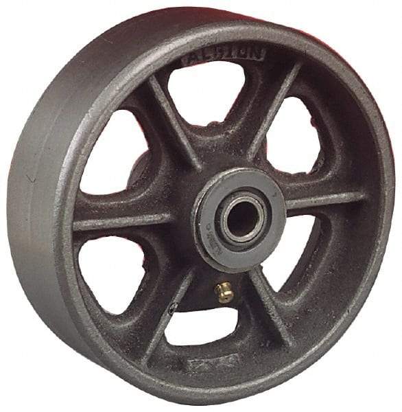 Albion - 8 Inch Diameter x 3 Inch Wide, Cast Iron Caster Wheel - 2,500 Lb. Capacity, 3-1/4 Inch Hub Length, 1-1/4 Inch Axle Diameter, Roller Bearing - Exact Tool & Supply