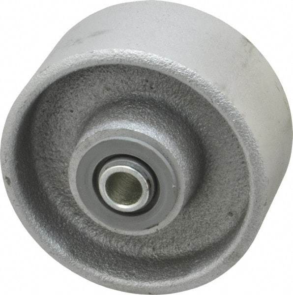Albion - 4 Inch Diameter x 2 Inch Wide, Cast Iron Caster Wheel - 1,000 Lb. Capacity, 2-3/16 Inch Hub Length, 1/2 Inch Axle Diameter, Roller Bearing - Exact Tool & Supply